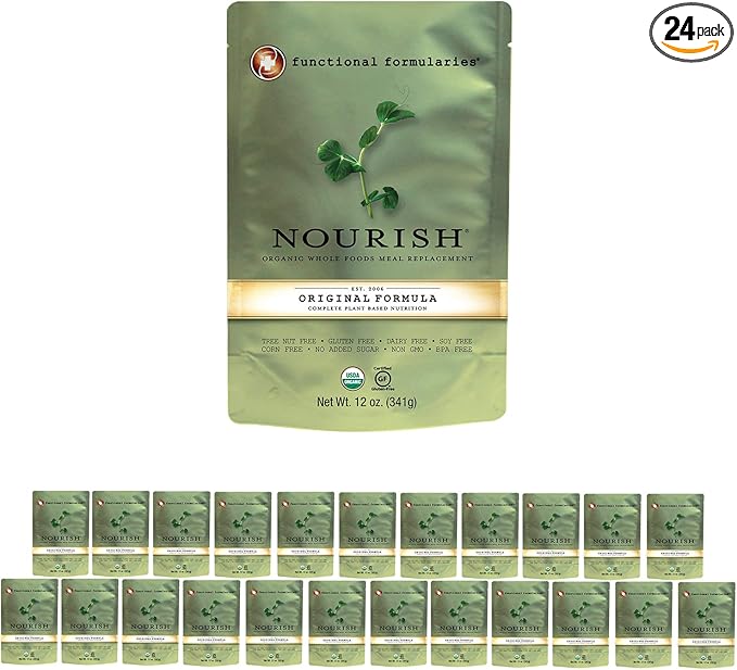 Functional Formularies Nourish Organic Tube Feeding Formula And Nutritional Meal Replacement Supplement, 12 Oz Pouch, Pack of 24