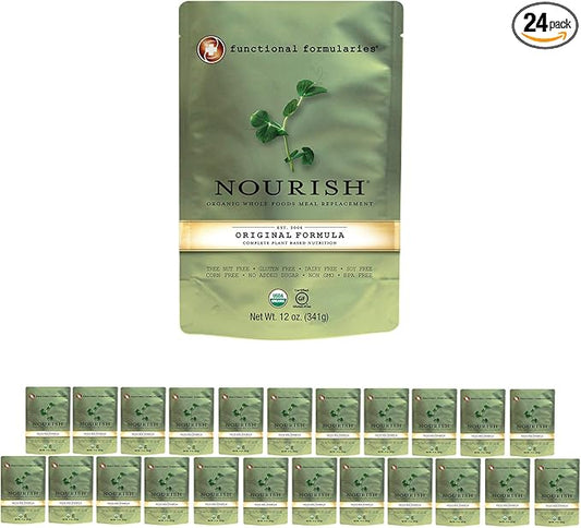 Functional Formularies Nourish Organic Tube Feeding Formula And Nutritional Meal Replacement Supplement, 12 Oz Pouch, Pack of 24
