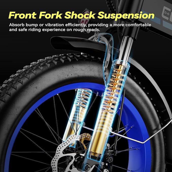 Foldable Electric Bike for Adults, 30+MPH, 48V 20Ah Removable Lithium Battery up to 80Miles, 20" Fat Tire 1000W Peak Motor Dirt Ebike Adult Electric Bicycle for Commute Beach Mountain E Bike