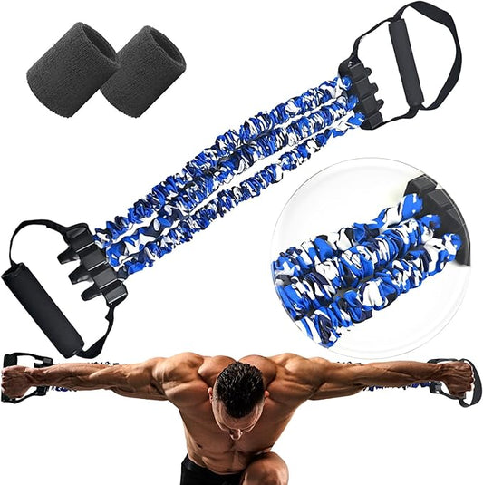 Natural Latex 3-Hole Resistance Stretcher, 2025 New Chest Expander Stretch Bands for Men, High Elasticity & Tear Resistant Exercise Bands with Handles, Full-Body Basic Training