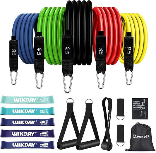 Exercise Resistance Bands with Handles for Working Out, 150/200/250/300 lbs Workout Bands Set with Door Anchor for Physical Therapy, Yoga, Pilates