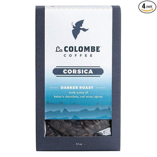 La Colombe Corsica Dark Roast Whole Bean Coffee - 12 Ounce, 4 Pack - Notes of Baker's Chocolate, Red Wine & Spices - Full-Bodied, Chocolatey, Roasty Coffee Beans