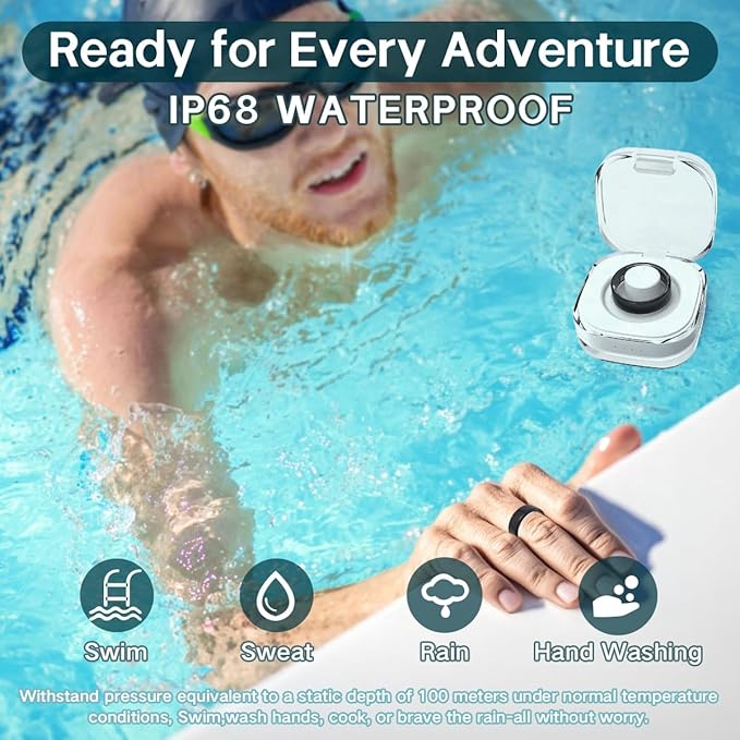 Smart Rings for Women Men,Fitness Tracker Ring,Heart Rate,Blood Oxygen,Blood Pressure,Step Tracker,Sleep Monitoring,No Subscription Fee,IP68 Waterproof Smart Ring for iphone&Android(Silver 13)