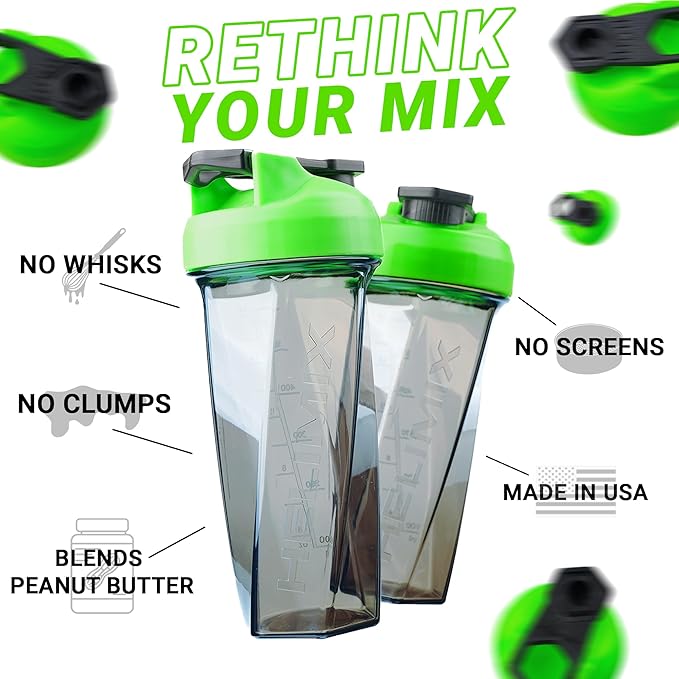 HELIMIX 2.0 Vortex Blender Shaker Bottle Holds upto 28oz | No Blending Ball or Whisk | USA Made | Portable Pre Workout Whey Protein Drink Shaker Cup | Mixes Cocktails Smoothies Shakes | Top Rack Safe