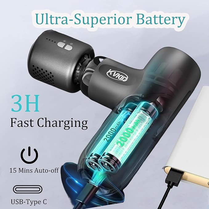 Mini Massage Gun with Heat and Cold Head, Percussion Muscle Massager with 4 Attachments, Portable Hand Held Massager Gun for Pain Relief, Rechargeable Small Massage Gun for Office, Home, Athletes