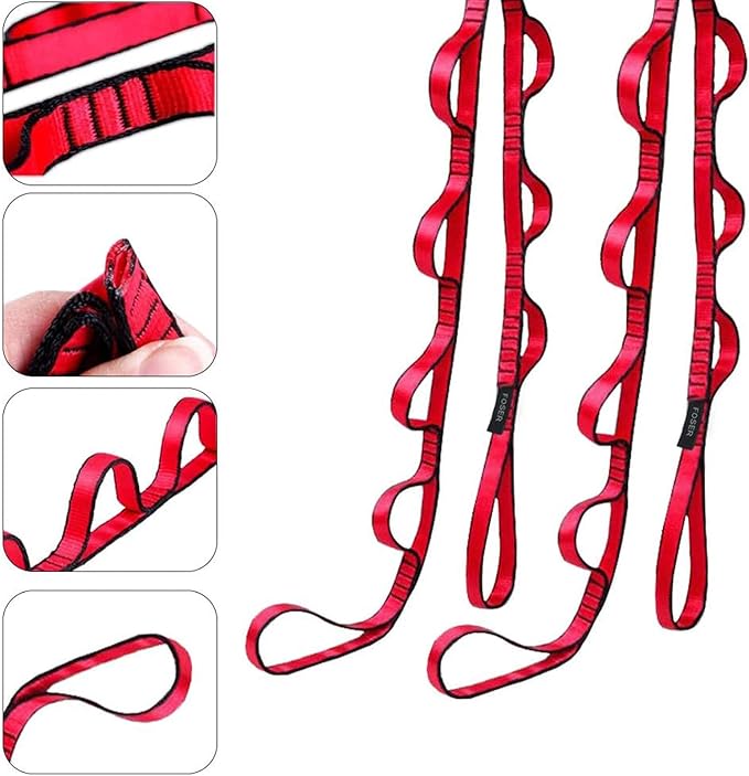 FOSER 2pcs Daisy Chains, Yoga Hammock Extension Strap, Adjustable Nylon Strap Fitness Pilates and Exercise Extend Strap