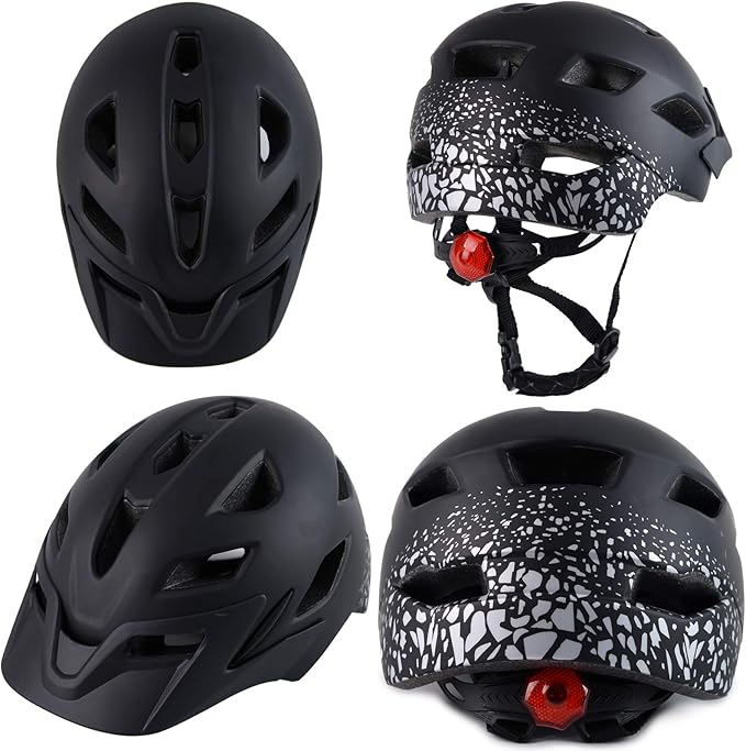 Kids Bike Helmet,Bavilk Kids Boys Girls Bike Helmets with LED Light Detachable Visor Children Youth Teen Multi-Sport for Skating Cycling Scooter Skateboard Adjustable & Lightweight 19.7"-22.4"