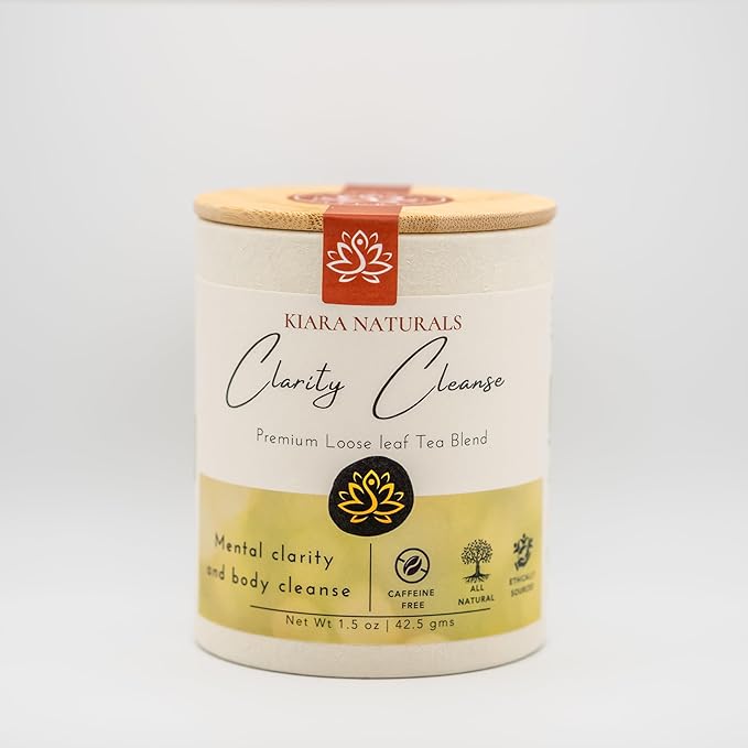 Kiara Naturals Loose Leaf Herbal Detox Tea, Clarity Cleanse - Moringa, Lemon & Mint, 1 Count, TEA, Plant-based, Caffeine-Free