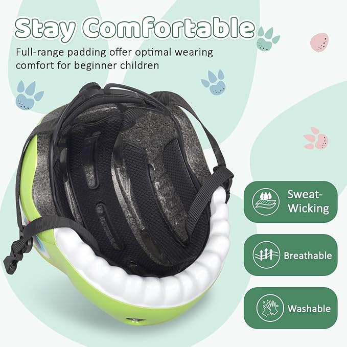 Dinosaur Bike Helmet for 1-3-5-8 Toddler Baby Kids, Lightweight Bicycle Helmet for Cycling Skateboard Roller Skate & Multi-Sports,2 Sizes for Boys and Girls