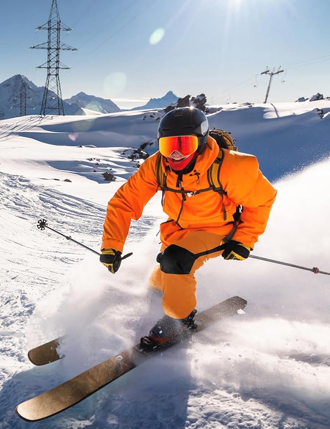 TBMPOY Men's Snow Ski Hiking Pants Waterproof Winter Fleece Lined Pants Camping Skiing Ice Fishing Pants with Belt