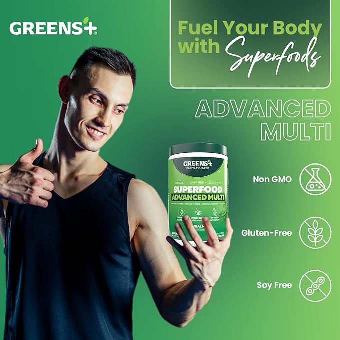 Greens+ Advanced Multi Raw Superfood | Essential Blend of Raw Foods, Superfruits and Sea Vegetables Powder | Vegan | Dietary Supplement | Non GMO, Soy Dairy & Gluten-Free | Size 9.4oz