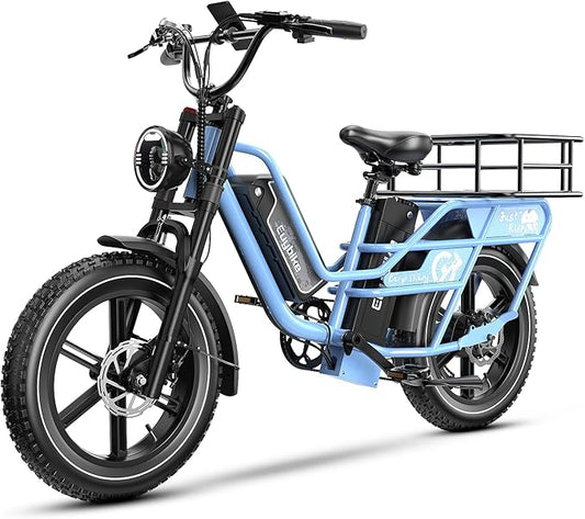 Dual Battery Electric Bike for Adults, 160 Miles Long Range Cargo Ebike with 48V 60AH Removable 2880WH Battery, 1450W Peak Motor 34MPH Electric Bicycle, 20" x 4" Fat Tire Hydraulic Brakes E Bike