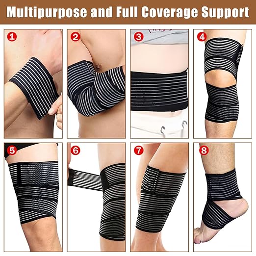 supregear 2 Pcs Hamstring and Thigh Compression Wraps, Adjustable Thigh Brace for Muscle Sprain, Quadricep Support Sleeve for Men and Women, Elastic Bandages for Knee Calf Arm Leg, 200 cm/79 in, Khaki