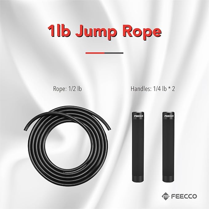 FEECCO Weighted Jump Rope - Heavy PVC Ropes with Metal Handles and Ball Bearings