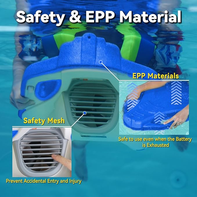 Electric Swimming Kickboard for Kids – 2-in-1 Water Jet & Propeller, Water Scooter Float Board for Swim Training, 6.1kgf Thrust, 24V/4.6Ah Battery, 45 Min Runtime, Load 198 lbs, Summer Pool Toy