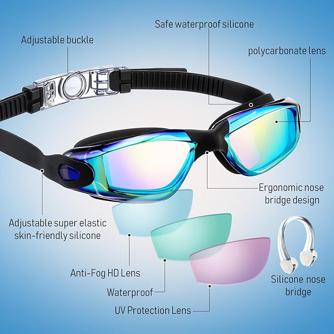 Konohan 10 Pack Swim Goggles Bulk for Kids adult Pool Goggles Anti Fog Silicone No Leak Swimming Glasses for Men Women Youth