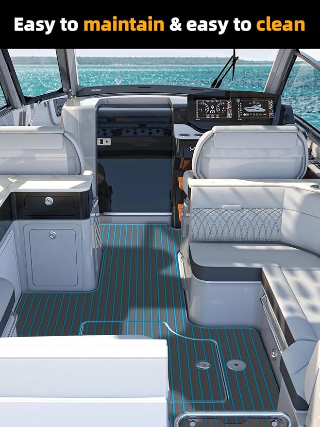 FOCEAN Boat Flooring EVA Foam Boat Decking Faux Teak Marine Flooring Boat Mat Boat Carpet Sheet for Motorboat RV Yacht Kayak Surfboard, 94.5"x 47.2"/35.4"/23.6"/15.7"