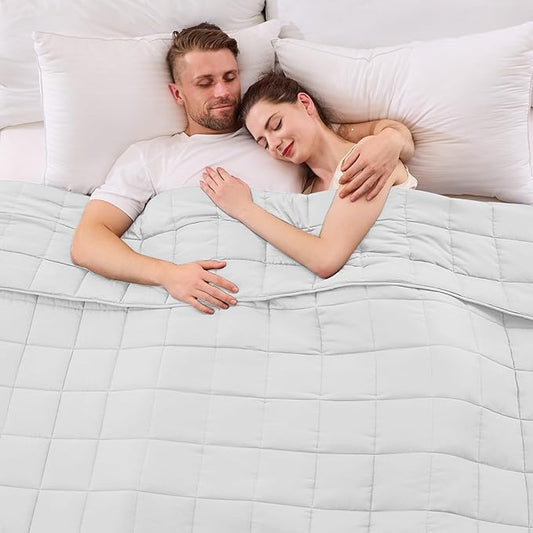 King Size Weighted Blanket for Adults (20 lbs, 80” x 87”, White) Cooling Heavy Blanket for Sleeping Perfect for 190-210 lbs, Breathable Blanket for Adults & Couple All Season, Machine Washable