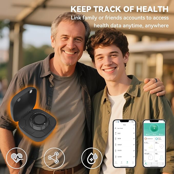 Smart Ring for Men Women with Black Charging Box, Bluetooth, Health Ring , IP68 Waterproof, Fitness Ring Tracks Heart Rate/Sleep/Steps/Sports Activities/Blood Oxygen,non-subscription app (Black, 9)