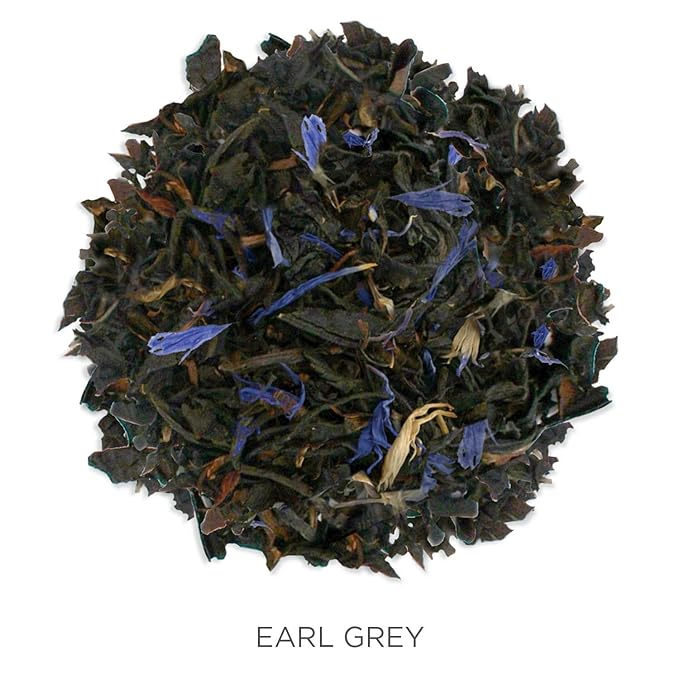 Tea Forte Earl Grey Premium Organic Loose Leaf Caffeinated Black Tea Blend Canister, Makes 35-50 Cups