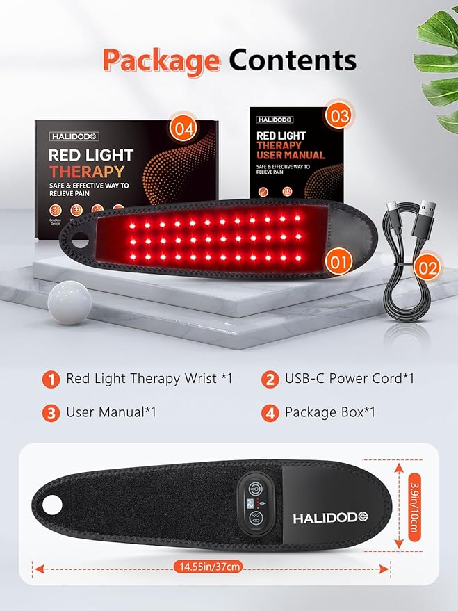 Red Light Therapy for Hand Wrist with Heat & Massage, 3000mAh Wireless Controller Infrared Light with 108 Beads Wrist Brace & Hands Wrap Pad for Knee Ankle Foot Joint Faster Recovery Pain Relief