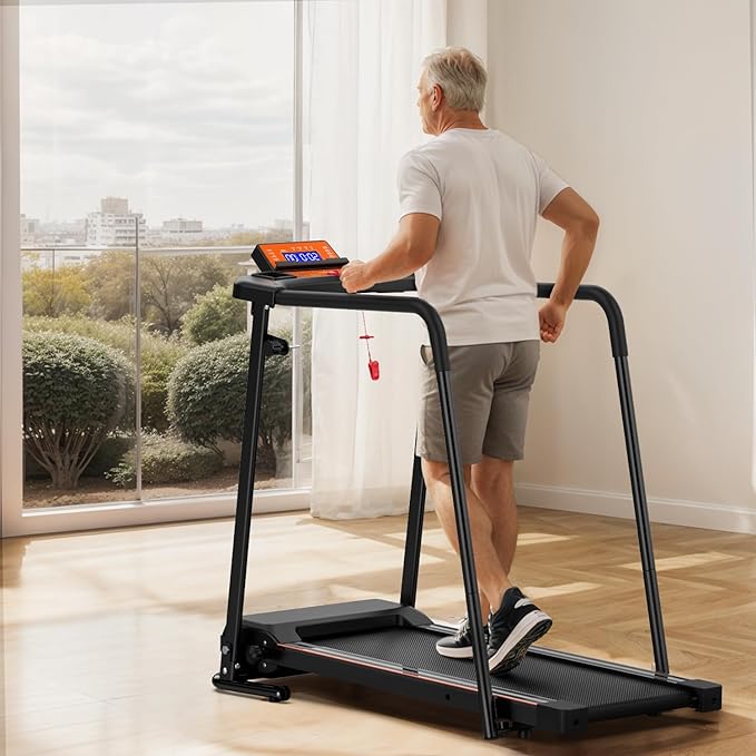 FYC Walking Treadmills for Home, Extended Handrails for Recovery Fitness, Portable Foldable Treadmill for Seniors with Optional APP Control, 300 LBS Capacity