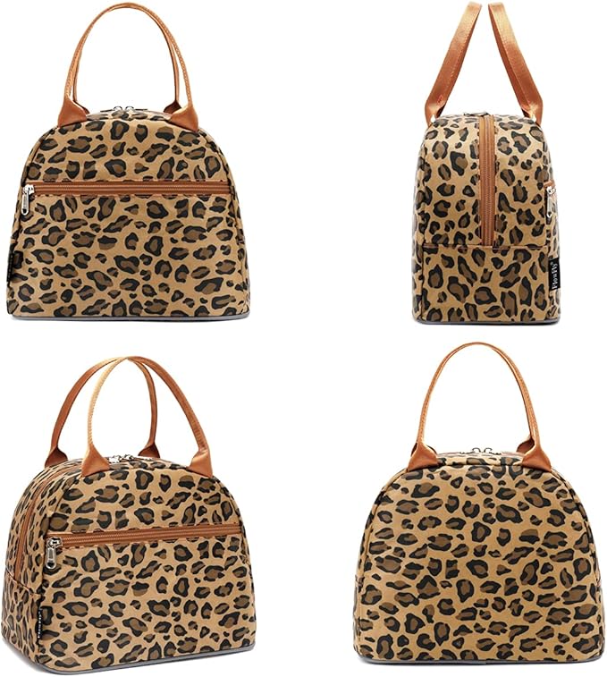 FlowFly Leopard Insulated Lunch Cooler Bag - Tote Organizer for Women/Men, Leopard