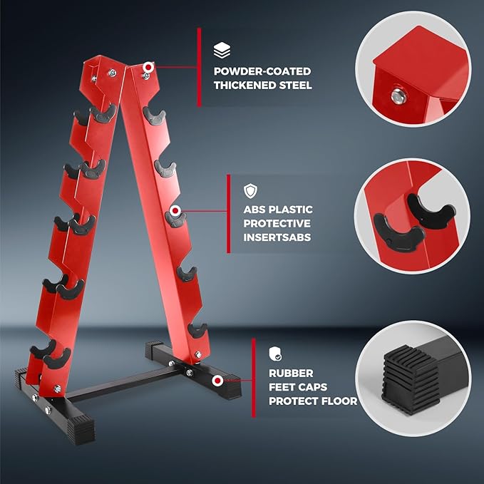 RitFit 250LB/300LB Rubber Hex Dumbbell Sets with Weights Rack, Multiple Color Choices Available, Great Gym Equipment for Home, Strength Training, Workouts