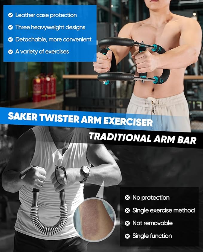 Saker Twister Arm Trainer,PowerTwist Arm Trainer,Home Workout Equipment,Upper Body Strength Training Machine,Detachable Design,Fitness Anywhere