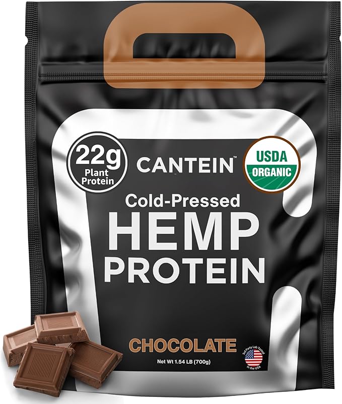 Organic Hemp Protein, Vegan Protein Powder, Clean Plant Based Protein Powder, Non Dairy Protein, Lactose Free Natural Protein, Gluten Free- 20 Servings, Chocolate
