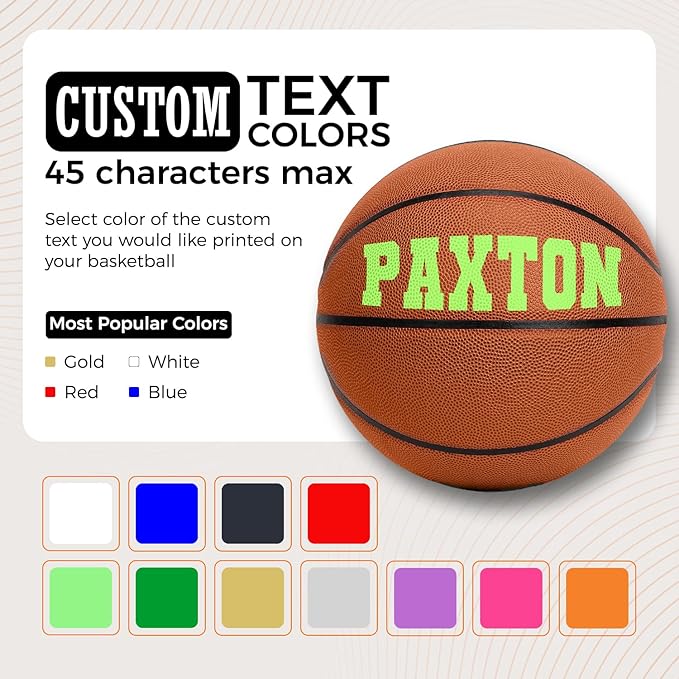 HAMMET Personalized Basketball – Customized Basketball with Your Name or Text – Multiple Colors, Fonts & Designs Available – Durable for Indoor and Outdoor - Ideal Gift for Son, Daughter, Boy or Girl