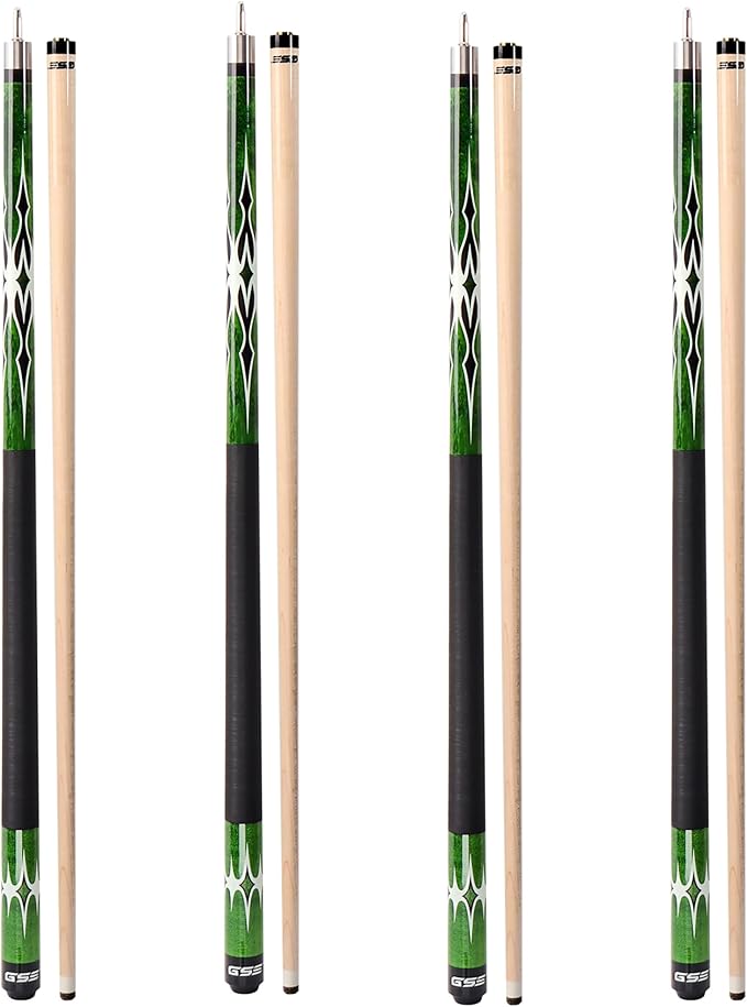 GSE Games & Sports Expert 58" 2-Piece Canadian Maple Hardwood Billiard Pool Cue Sticks for Men/Women, House or Commercial/Bar Use (Several Colors, Weight 18oz, 19oz, 20oz, 21oz Available)