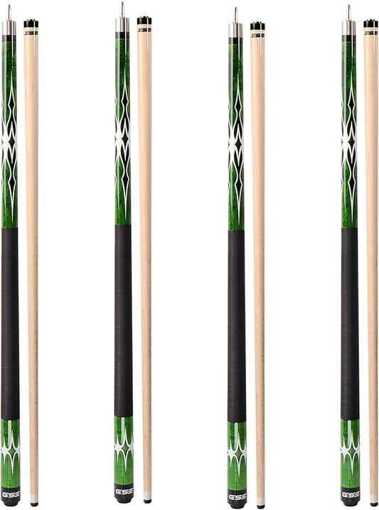 GSE Games & Sports Expert 58" 2-Piece Canadian Maple Hardwood Billiard Pool Cue Sticks for Men/Women, House or Commercial/Bar Use (Several Colors, Weight 18oz, 19oz, 20oz, 21oz Available)