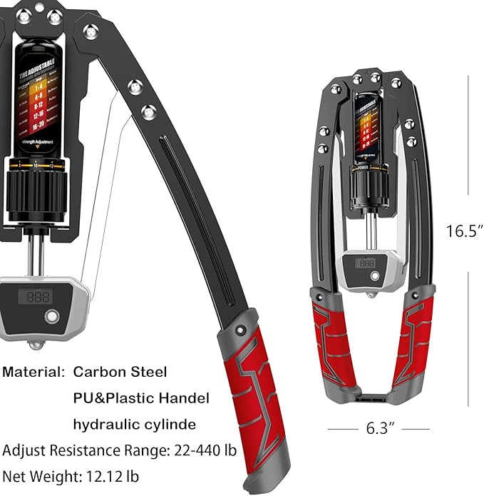 EAST MOUNT Twister Arm Exerciser with Counter Display-Adjustable 22-440lbs Hydraulic Power, Home Chest Expander, Shoulder Muscle Training Fitness Equipment, Arm Exercise Strengthener