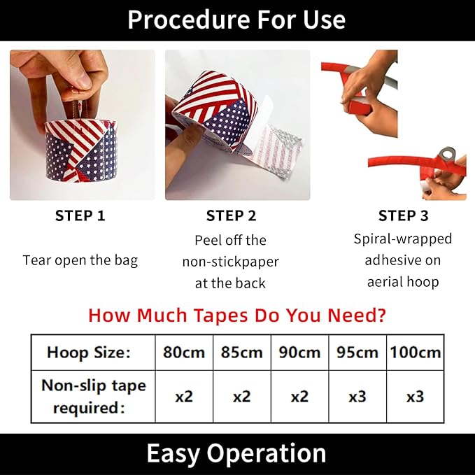 PRIOR FITNESS Premium Lyra Hoop Tape, Aerial Lyra Hoop Anti Skid Tape, 16.4ft/5m Aerial Hoop Lyra Tape Non-Slip Grip Tapes Yoga Rig Tape for Exercises Gymnastics Acrobatics Kinesiology