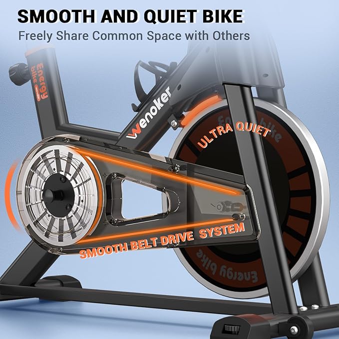 Exercise Bike, WENOKER Stationary Bike for Home, Indoor Bike with Silent Belt Drive, Heavy Flywheel, Multi-grips Handlebar and Upgraded Digital Display
