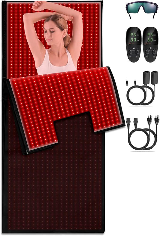 iTHERAU Large Red Light Therapy Blanket 2460 LEDs Infrared Red Light Sleep Bag for Full Body, Resolve Inflammation, Relieve Joint or Back Pain, Red Light Wrap 660 & 850nm Wavelengths, 71in X 32in