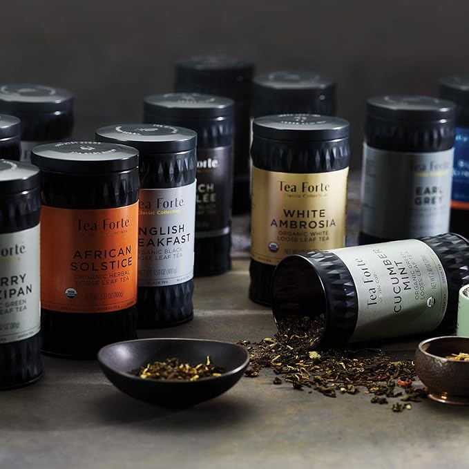 Tea Forte Hibiscus Blossom Premium Organic Loose Leaf Caffeine-Free Herbal Tea Blend Canister, Makes 35-50 Cups