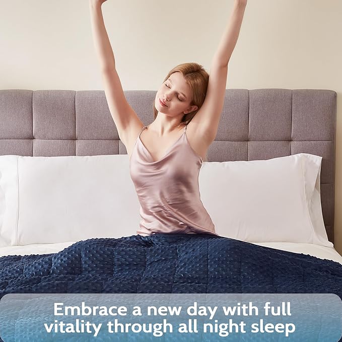 L'AGRATY Weighted Blanket for Adult - 48"x72" 15lbs Minky Dots Heavy Blanket with Glass Beads: Soft Breathable for All-Season Summer Fall Winter Thick Comfort for Sleeping