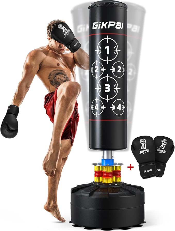 GIKPAL Freestanding Punching Bag with Boxing Gloves, Heavy Boxing Bag with Stand for Adult, Kickboxing Bag for MMA Martial Arts Boxing Traning