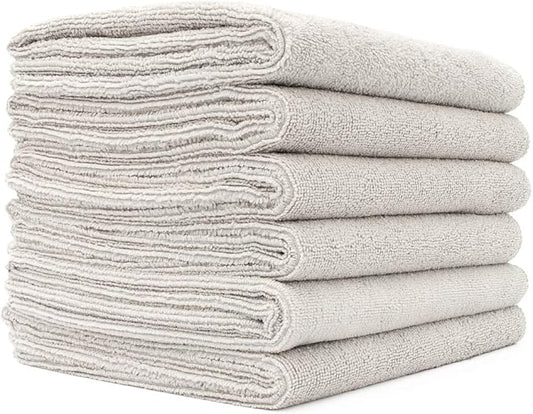 The Rag Company Microfiber Spa and Yoga Towel - Soft and Absorbent Towel for Gym, Spa, Exercise, Hotel, and Resort Use - Dries Fast - 16x27 inches, Ice Grey, 6-Pack