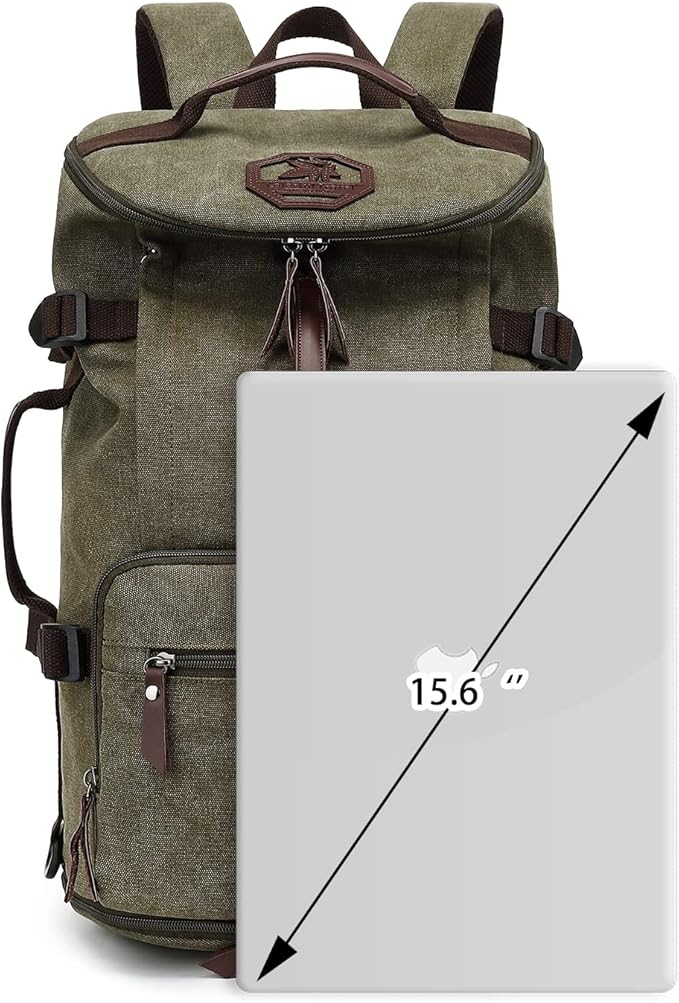 Kalesi Gym Duffle Bag Backpack 4-Way Vintage canvas with Shoes Compartment for travel Sport Hiking laptop (Vintage green)