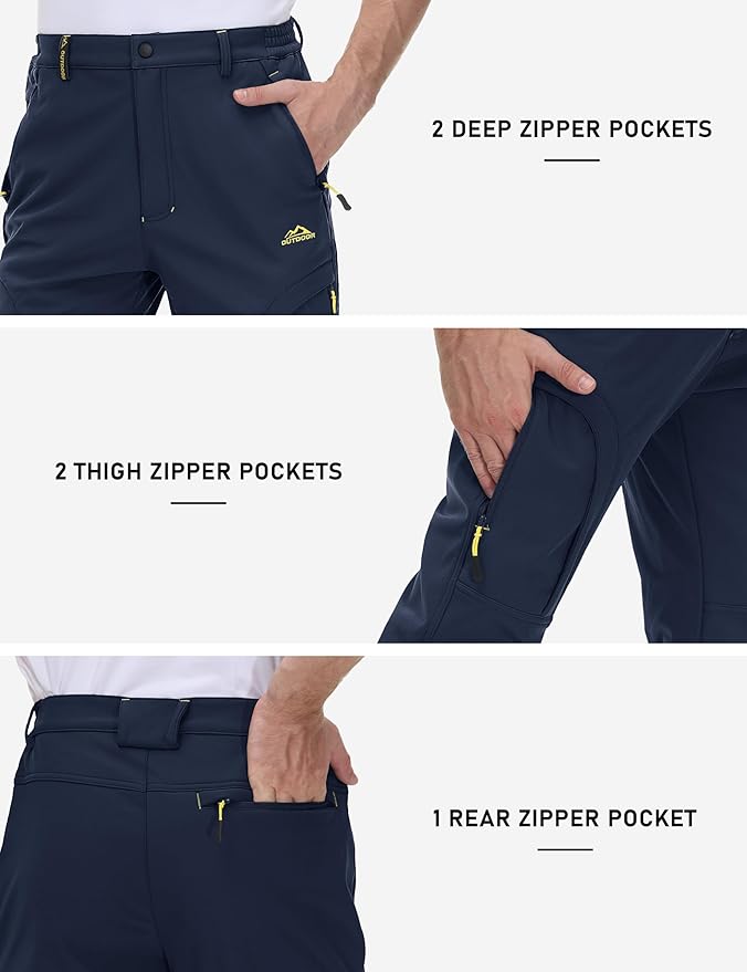 TACVASEN Winter Pants for Men Fleece Lined Waterproof Pants Insulated Hiking Pant for Ski Snowboard Outdoor Work Hunting