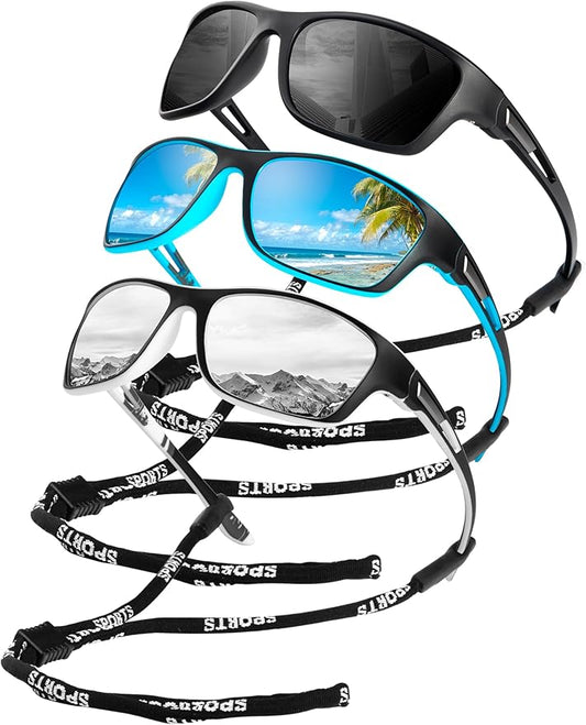 KALIYADI Polarized Sunglasses for Men, Sports Sun Glasses for Driving Cycling Fishing with UV protection