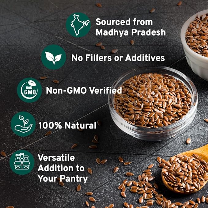 HANDPICK Flax Seed (2 lb) | Gluten Free Brown Seeds | Raw Seeds Sourced from India | Grinds easily, Gels perfectly | Resealable Zip Lock Pouch