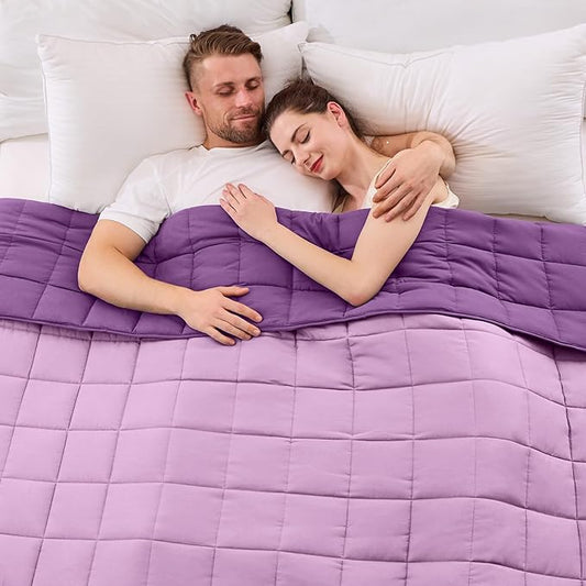 King Size Weighted Blanket for Adults (25 lbs, 80” x 87”, Purple) Cooling Heavy Blanket for Sleeping Perfect for 240-260 lbs, Breathable Blanket for Adults & Couple All Season, Machine Washable