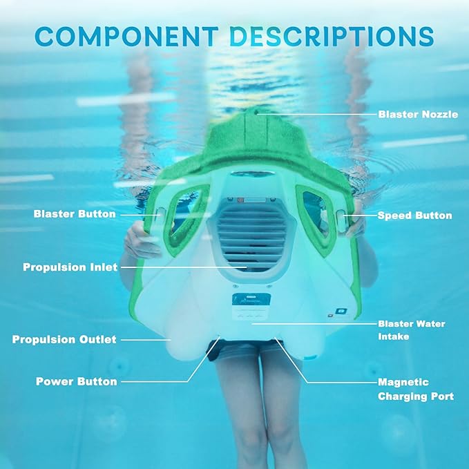 Electric Swimming Kickboard for Kids,Motorized Swim Board with Water Gun, Motorized Swim Training for Children Adults, 60N Thrust, 198 lbs Buoyancy, 25V Rechargeable Battery