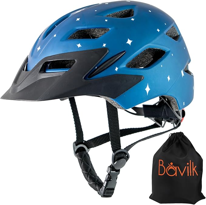 Kids Bike Helmet,Bavilk Kids Boys Girls Bike Helmets with LED Light Detachable Visor Children Youth Teen Multi-Sport for Skating Cycling Scooter Skateboard Adjustable & Lightweight 19.7"-22.4"