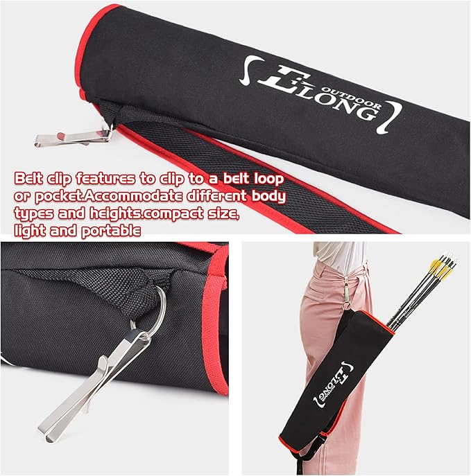 Elong Adjustable Archery Back Arrow Quiver Holder - Upgraded Quiver Arrows for Compound Recurve Bow and Hunting Target Practicing Youth and Adults