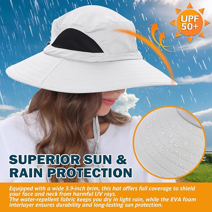 EINSKEY Wide Brim Sun Hat, UPF 50+ UV Protection Waterproof Packable Bucket Hat for Men & Women, Fishing Hiking Beach Garden